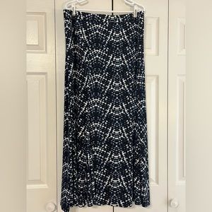 Cato Brand Navy Blue/Blue/Ivory Print Maxi Skirt. Size XL. Never Worn.